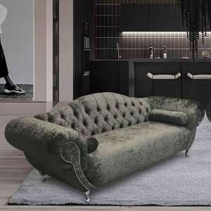 Huron Malta Plush Velour Fabric 3 Seater Sofa In Putty - UK