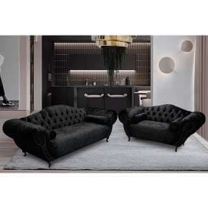 Huron Velour Fabric 2 Seater And 3 Seater Sofa In Cosmic - UK
