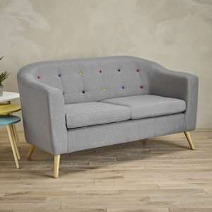 Huston Upholstered Linen Fabric 2 Seater Sofa In Grey