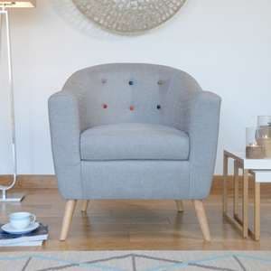 Huston Upholstered Linen Fabric Armchair In Grey
