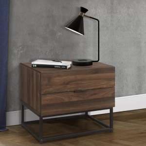 Huston Wooden Bedside Cabinet With 2 Drawers In Walnut - UK