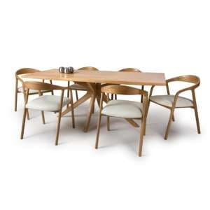 Hvar Wooden Dining Table Rectanuglar Large In Oak With 6 Chairs - UK