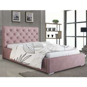 Hyannis Plush Velvet Single Bed In Pink - UK