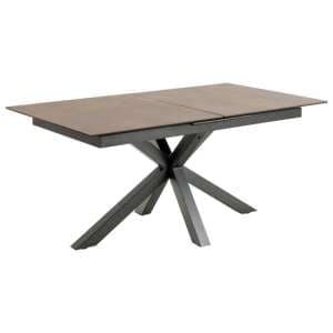 Hyeres Extending Ceramic Dining Table In Brown With Black Legs - UK