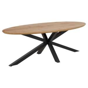 Hyeres Wooden Dining Table Oval In Oak With Matt Black Legs - UK