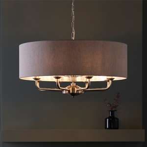 Hyesan Charcoal 8 Lights Ceiling Pendant Light In Brass - UK