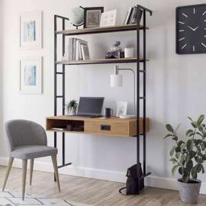 Hythe Wooden Wall Mounted Laptop Desk In Walnut With 2 Shelves - UK