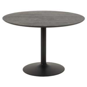 Ibika Round Wooden Dining Table In Ash Black With Black Base