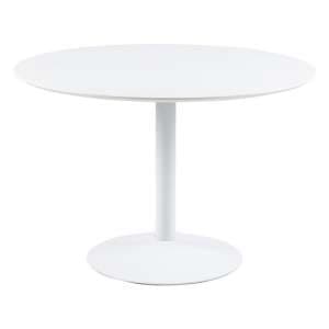 Ibika Round Wooden Dining Table In White With White Base