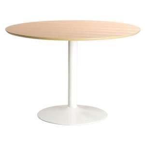 Ibika Wooden Dining Table Round With Metal Base In Oak - UK