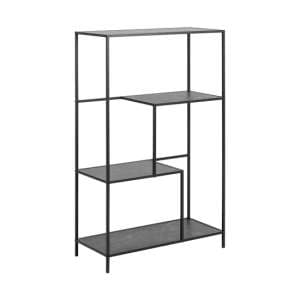 Ibiza Wooden Bookcase With 3 Shelves In Black Marble Effect - UK