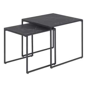 Ibiza Wooden Nest Of 2 Tables In Black Marble Effect - UK