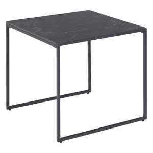 Ibiza Wooden Side Table Square In Black Marble Effect - UK