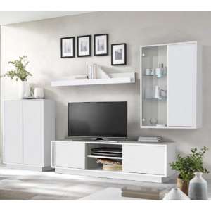 Iconic High Gloss Living Room Furniture Set In White With LED