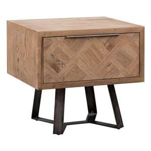 Idaho Wooden 1 Drawer Lamp Table In Aged Grey Oak - UK