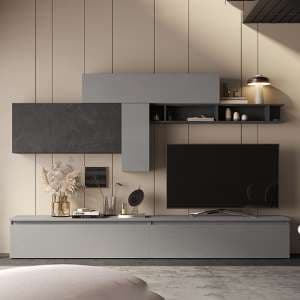 Idalis Wooden Entertainment Unit In Slate And Lead - UK
