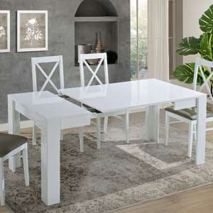 Idea Extending Wooden Dining Table In White High Gloss