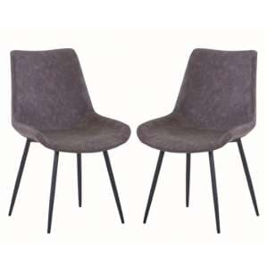 Imperia Dark Brown Fabric Upholstered Dining Chairs In A Pair - UK