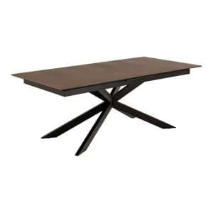 Imperia Extending Ceramic Dining Table Large In Rusty Brown - UK