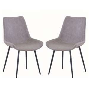 Imperia Light Grey Fabric Upholstered Dining Chairs In A Pair - UK