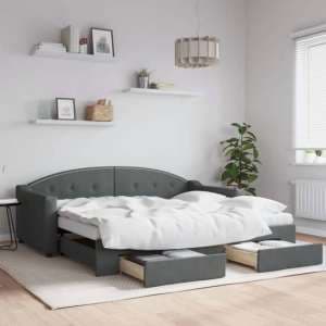 Imperia Velvet Daybed With Trundle And Drawers In Light Grey - UK