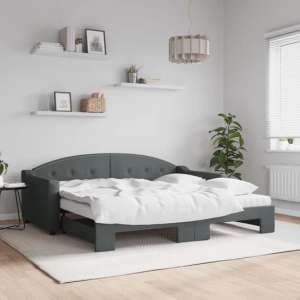 Imperia Velvet Daybed With Trundle And Mattresses In Dark Grey - UK