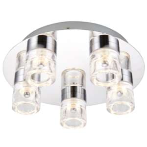 Impost LED 5 Lights Flush Ceiling Light In Chrome - UK