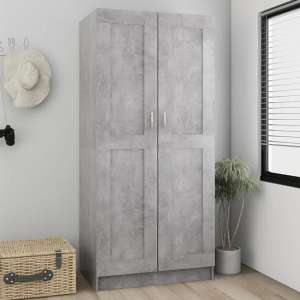 Inara Wooden Wardrobe With 2 Doors In Concrete Effect - UK