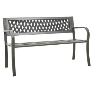 Inaya 125cm Diamond Design Steel Garden Seating Bench In Grey - UK