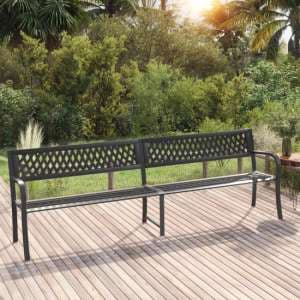 Inaya 246cm Diamond Design Steel Garden Seating Bench In Black - UK