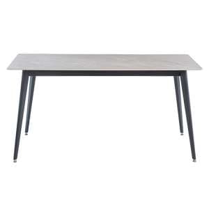 Inbar 160cm Marble Dining Table In Rebecca Grey With Black Legs