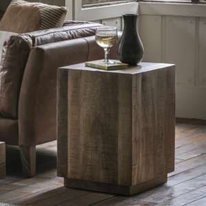 Inca Mango Wood Side Table Square In Natural - UK