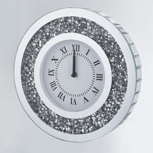 Inez Round 35cm Crushed Glass Wall Clock In Mirrored