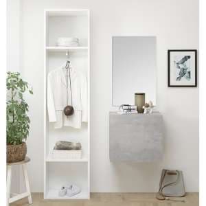 Infra Bathroom Furniture Set In Matt White And Cement Effect
