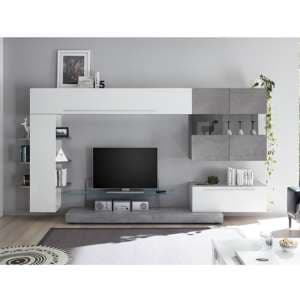 Infra Entertainment Unit In Cement Effect And White High Gloss