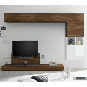 Infra Glass Shelf TV Stand In White Gloss And Dark Walnut