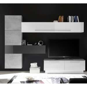 Infra Storage Unit TV Stand In White And Grey High Gloss