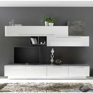 Infra TV Stand With 4 Drawers In White Gloss And Oxide