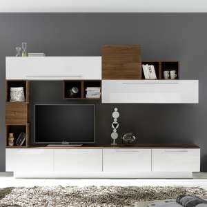 Infra TV Stand With 6 Drawers In White Gloss And Dark Walnut