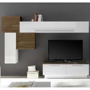 Infra TV Stand And Drawers In White Gloss And Dark Walnut