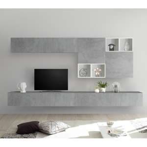 Infra Large White Gloss Entertainment Unit In Cement Effect