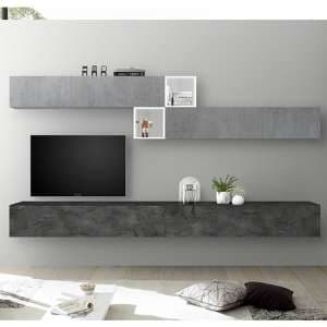 Infra TV Wall Unit With Shelves In White Gloss And Oxide