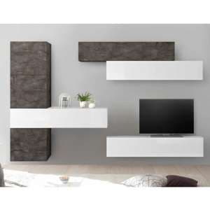 Infra Wall Entertainment Unit In White Gloss And Oxide