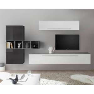 Infra Wall TV Unit And Shelves In White And Grey Gloss