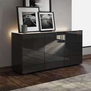Intel LED Sideboard In Black Gloss With Wireless Charging