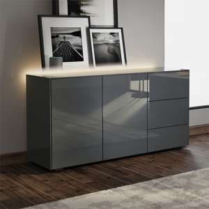 Intel LED Sideboard In Grey Gloss With Wireless Charging