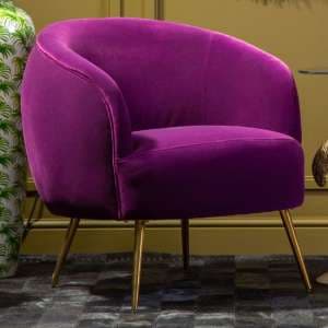 Intercrus Upholstered Velvet Armchair In Purple And Gold - UK