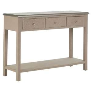 Intercrus Wooden Console Table With 3 Drawers In Stone Linen