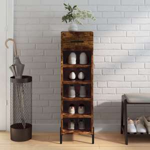 Iris Wooden Shoe Storage Cabinet With 1 Drawer In Smoked Oak - UK
