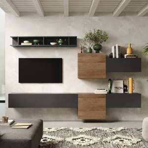Iris Wall Hung Wooden Entertainment Unit In Lava And Mercure - UK